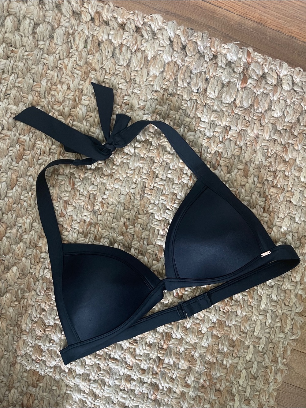 PINK Victoria's Secret Black Halter Triangle Bikini Top